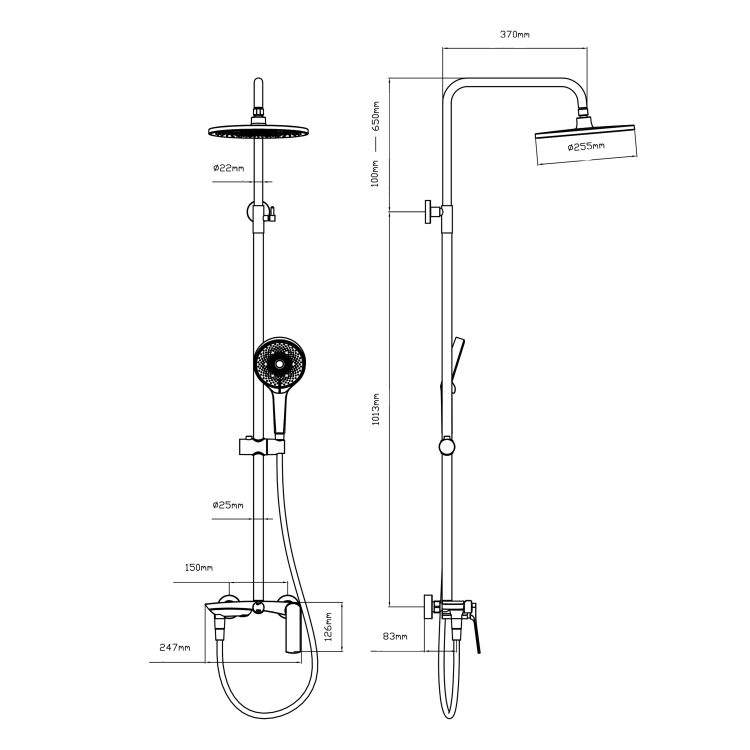 Душова система універсальна Slavonice на 3 спожив. (з виливом) QTSLA111GMB45910 Gunmeta Q-tap - 2