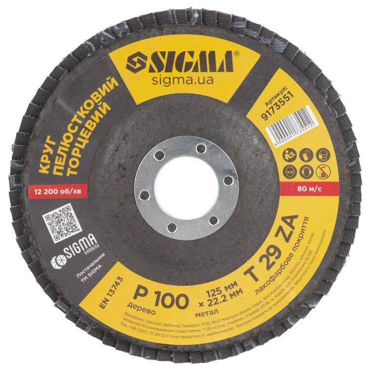 Круг лепестковый торцевой Т29 (конический) ZA Ø125мм P100 Sigma (9173551) - 2