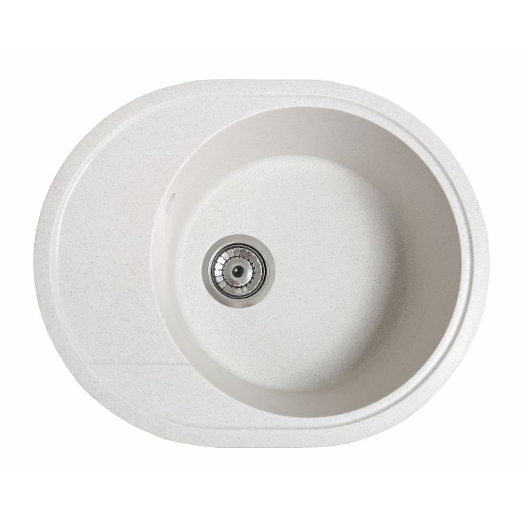 Мойка SOLID Comfy 580*470 белая из искусственного камня, с сіфоном - 1