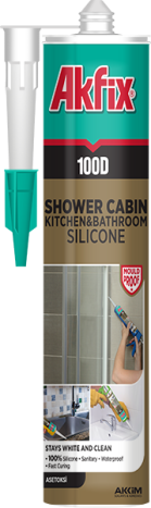 Санітарний силіконовий герметик для душових кабін, ванн і кухонь Akfix 280 мл прозорий 100D - 1