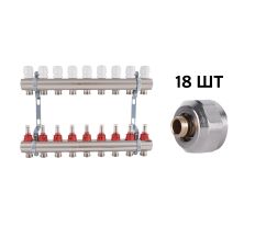 Комплект: Thermo Alliance Standart Колектор латунний з витратомірами 1&quot;х9 SD235W9 + SD Євроконус 3/4''х16×2 SD346