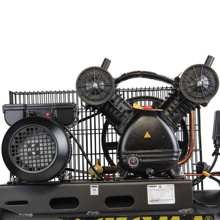 Компрессор двухцилиндровый ременной (V) 2.5кВт 396л/мин 10бар 50л (2 крана) SIGMA (7044131) - 4