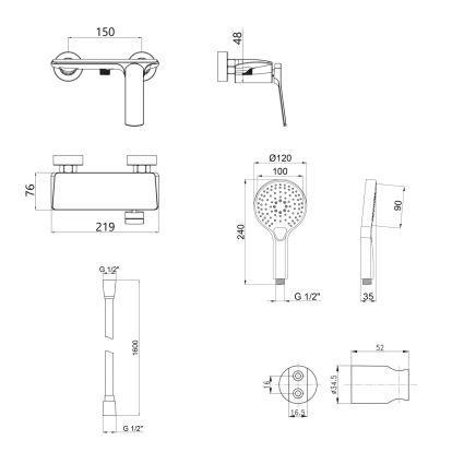 Акційний набір Qtap: Змішувач для душу Slavonice QTSLA266BLM45908+Лійка Rucni QTRUCA120O3KBB+Шланг Hadice QTHADPVCSQ160B+Тримач QT829910842854OB - 2