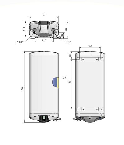 Водонагрівач електричний Thermo Alliance Spectra Flat 50 л універсальний, мокрий ТЕН 3,3 кВт, h 279 мм - 2