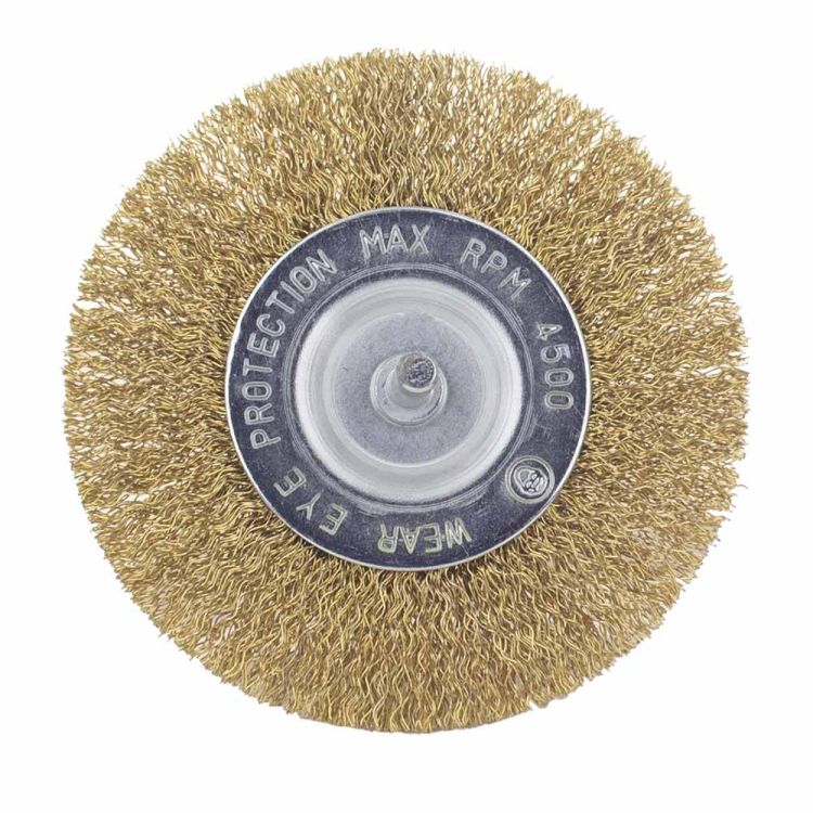 Щетка проволочная дискообразная Ø100мм хвостовик Ø6мм (латунированная) Sigma (9013101) - 3