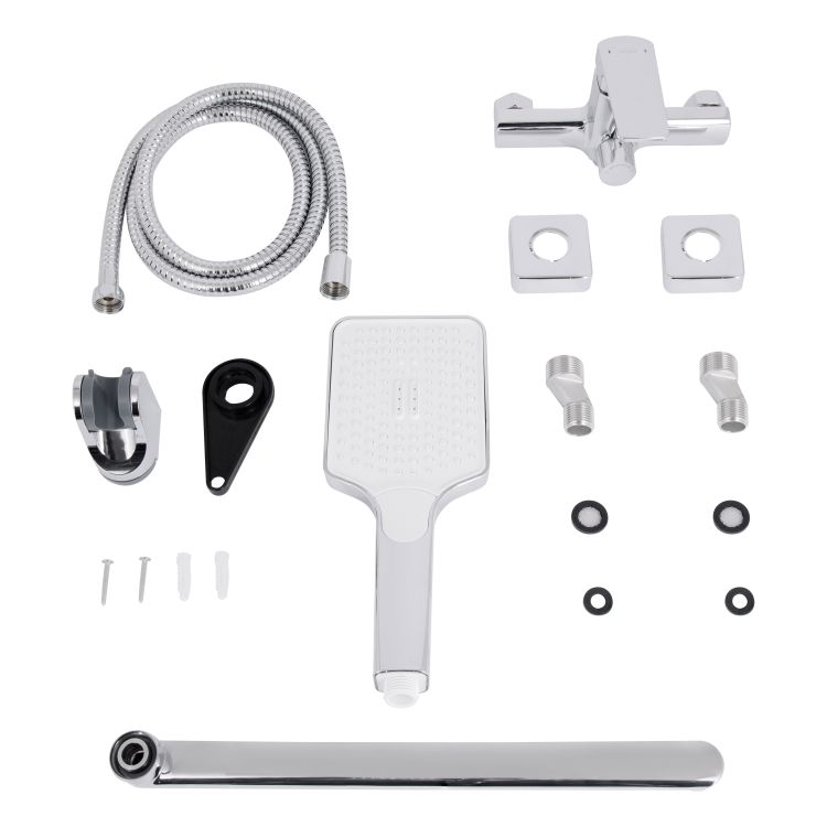 Змішувач для ванни Qtap Crow з довгим поворотним виливом та душовим гарнітуром QTCRO260CRM48647 Chrome - 7