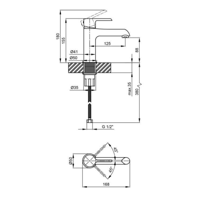 Смеситель для раковины Qtap Grand CRM 001F - 2