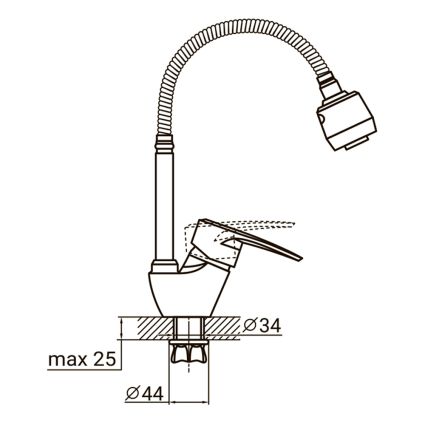 Смеситель ML Ø40 для кухни гусак гофрированный на гайке AQUATICA (ML-4B644C) - 2