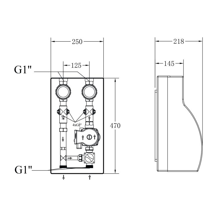 Насосна група Forte Quick System з термостатичним змішувачем (25 -50) 1&amp;quot; (без насосу) праве підкл, нержав. сталь SUS304 TAF-QSPGR2 Thermo Alliance - 2