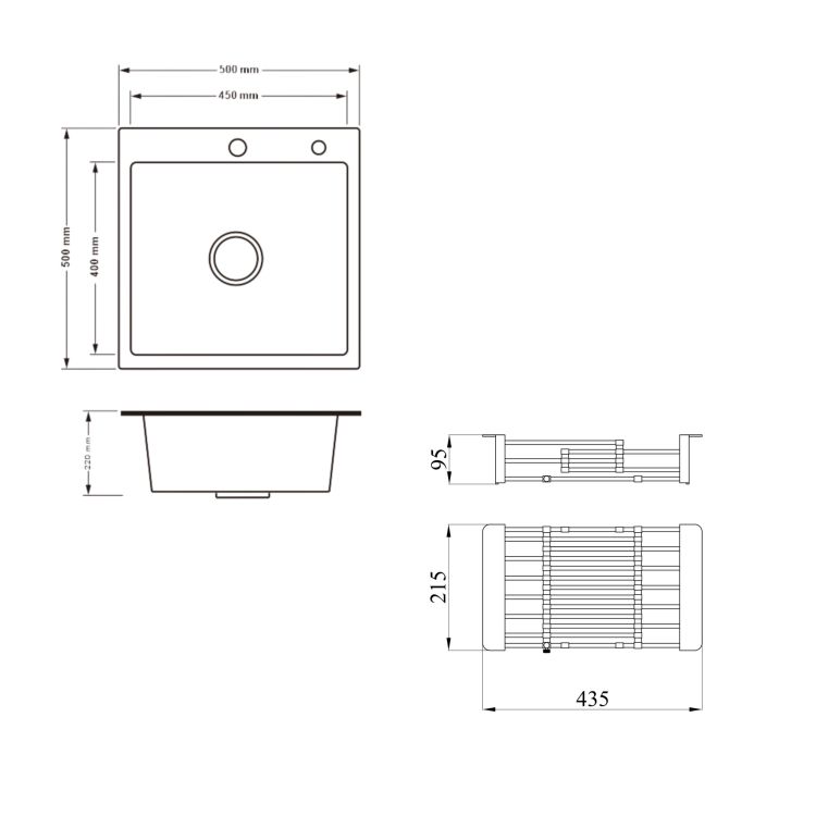 Комплект Lidz Handmade H5050H Мийка для кухні інтегрована Decor Honeycomb у комплекті з дозатором + Lidz K01G Корзина для кухонної мийки - 2