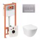 Комплект: Qtap Jay Ultra Quiet подвесной унитаз QT07335177W + Nest комплект установки 4в1 (квадратная клавиша Satin) QT0133M425 + M06029SAT - 1