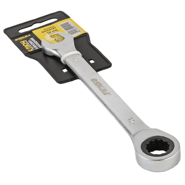 Ключ рожково-накидной трещоточный 12мм CrV satine Sigma (6022121) - 5