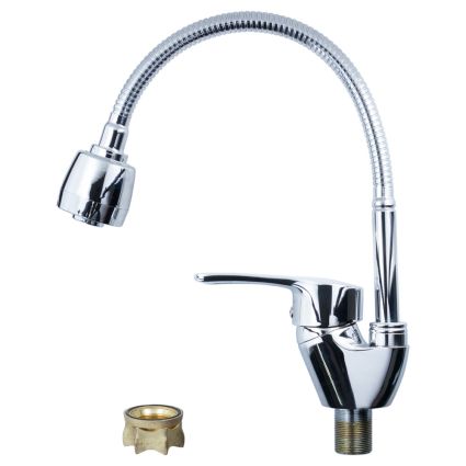 Смеситель ML Ø40 для кухни гусак гофрированный на гайке AQUATICA (ML-4B644C) - 3