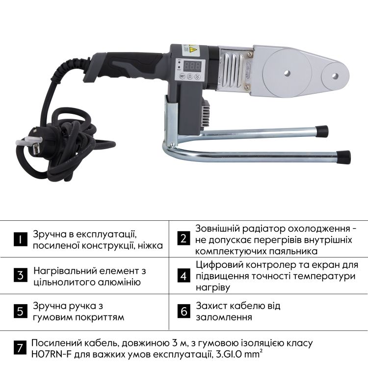 Паяльник для пластикових труб Thermo Alliance PRO-101 Ø20-32 (автоматичний з дісплеєм, 600W) - 4