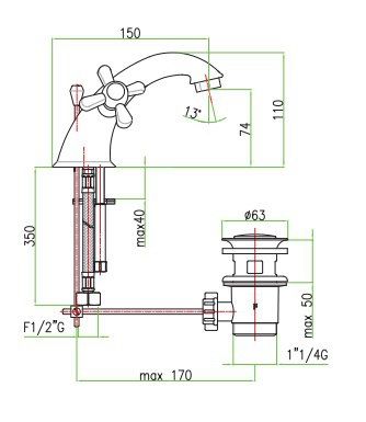 Смеситель для умывальника Santan Margot 26CR0622 - 2