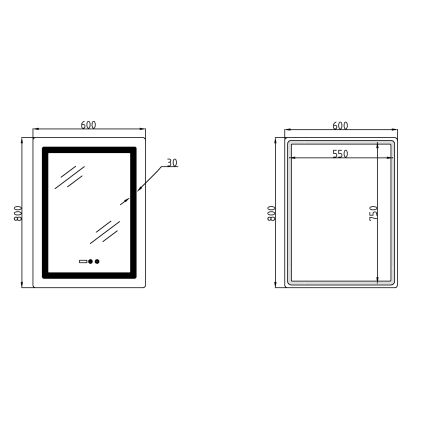 Дзеркало Lidz Kubis (KU2) 600х800 з годинником, з LED-підсвічуванням Touch, з антизапотіванням, з димером, рег. яскравості LDKU600800CL49280 - 2