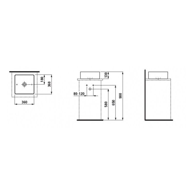 LIVING SQUARE умывальник накладной 36*36см - 2