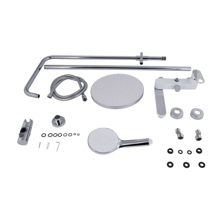 Душевая система универсальная Qtap Jay на три потребителя (с изливом) QTJAY111CRW45555 Chrome/White - 8