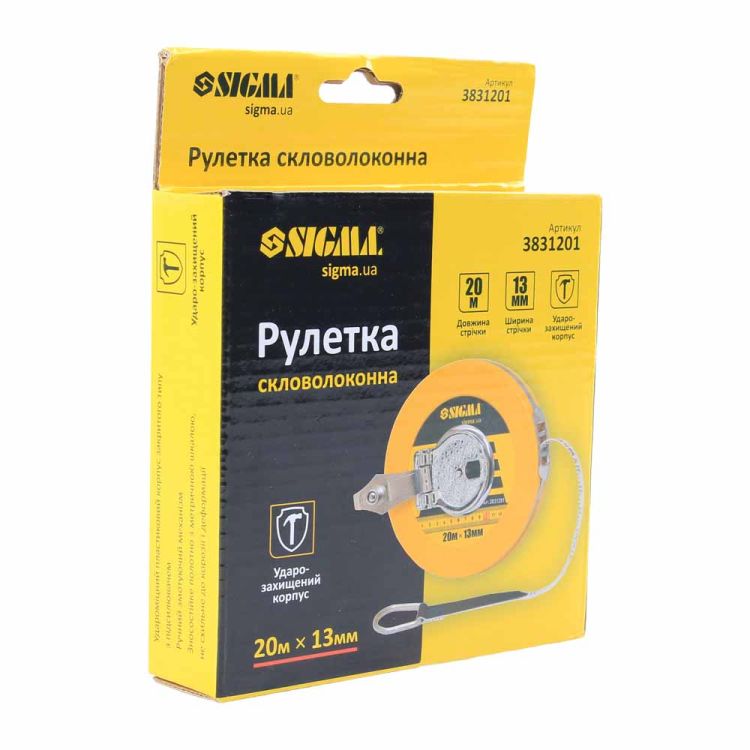 Рулетка скловолокно 20м*13мм Sigma (3831201) - 5
