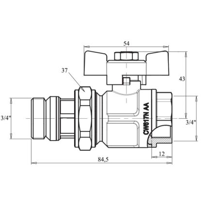 Кран кульовий &amp;quot;Американка&amp;quot; Icma 3/4&amp;quot; з антипротечкой прямої №348 - 2