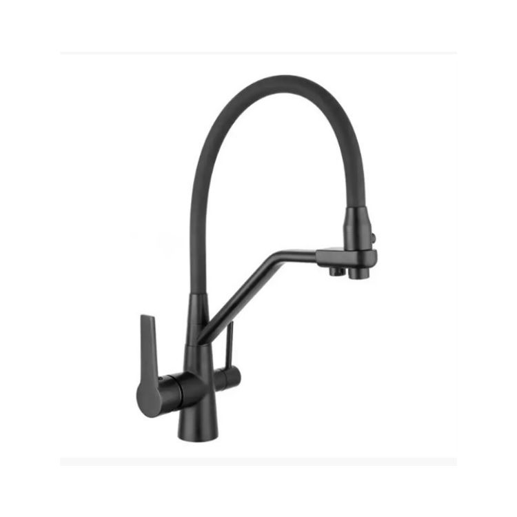 Змішувач д/кухонної мийки F4374-6 з фільтром гайка чорний Frap - 1