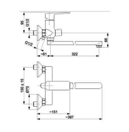 Смеситель для ванны KFA Armatura AGAT 4428-715-00 - 2