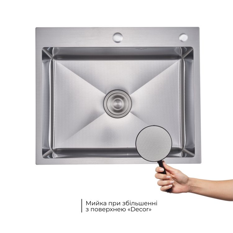 Lidz Handmade H6050H Мийка для кухні інтегрована Decor Honeycomb 2,5/0,5 мм LDH6050DEC48370 - 3