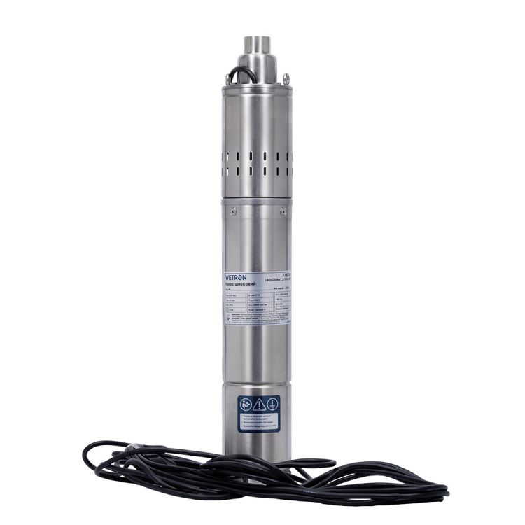 Насос шнековый 0.37кВт H 95(48)м Q 30(20)л/мин Ø96мм 10м кабеля WETRON (4QGDMw1.2-50-0.37) (778231) - 1