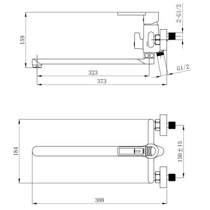 Смеситель для ванны Taurus с длинным поворотным изливом (с душевым гарнитуром) QTTAU260CRM45663 Chrome Qtap - 2