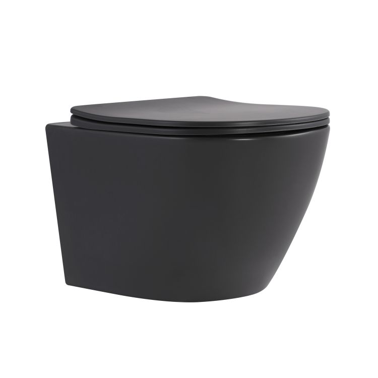 Унітаз підвісний Qtap Robin Ultra Quiet 520×365×340 мм, Anthracite, з сидінням Slim Duroplast / Soft-close / Quick Release QTROB26AN48995 - 1