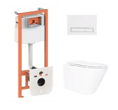 Готове рішення Qtap для ванної кімнати: підвісний унітаз Swan Ultra Quiet 520x360x320 + комплект інсталяції Nest 4 в 1 (лінійна клавіша White)
