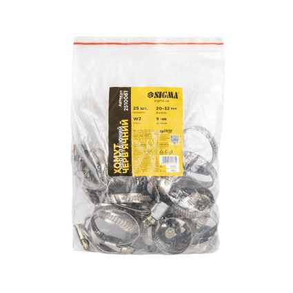 Хомут червячный нержавеющий 9мм D20-32мм 25шт Sigma (2510061) - 5