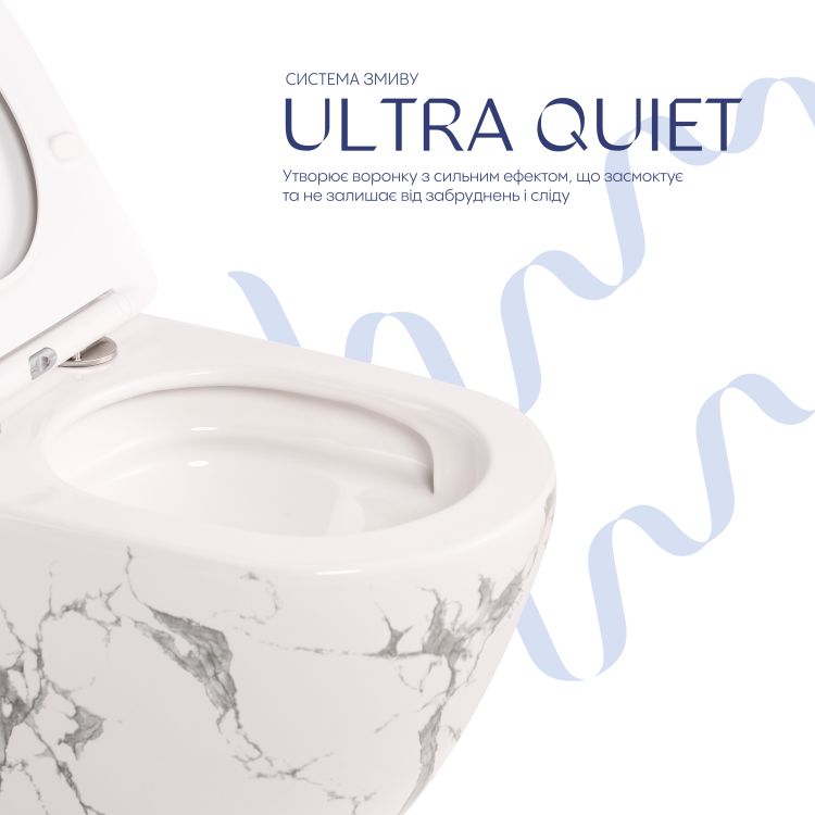 Унітаз підвісний Qtap Robin Ultra Quiet 520×365×340 мм, Marble, з сидінням Slim Duroplast / Soft-close / Quick Release QTROB26MR48998 - 5