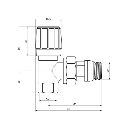 974 Кран д/рад.кутов. ф3/4&amp;quot;п/термогол. 986, 987 ICMA - 2