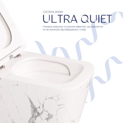 Унітаз підвісний Tern Ultra Quiet 490×365×325 мм, Marble, з сидінням Slim Duroplast / Soft-close / Quick Release QT17332303ASMR Qtap - 5