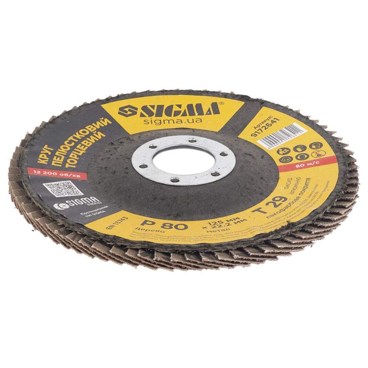 Круг лепестковый торцевой Т29 (конический) Ø125мм P80 Sigma (9172641) - 3
