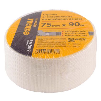 Лента стеклотканевая на клеевой основе 75ммх90м Sigma (8402741) - 1