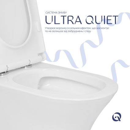 Унитаз напольный Qtap Presto безобідковий з сідінням Soft-close QTPRE27W51022 - 5