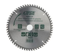 Диск пильный по дереву с твердосплавными напайками 250×32(30;25.4)×60T GRAD (1958775)