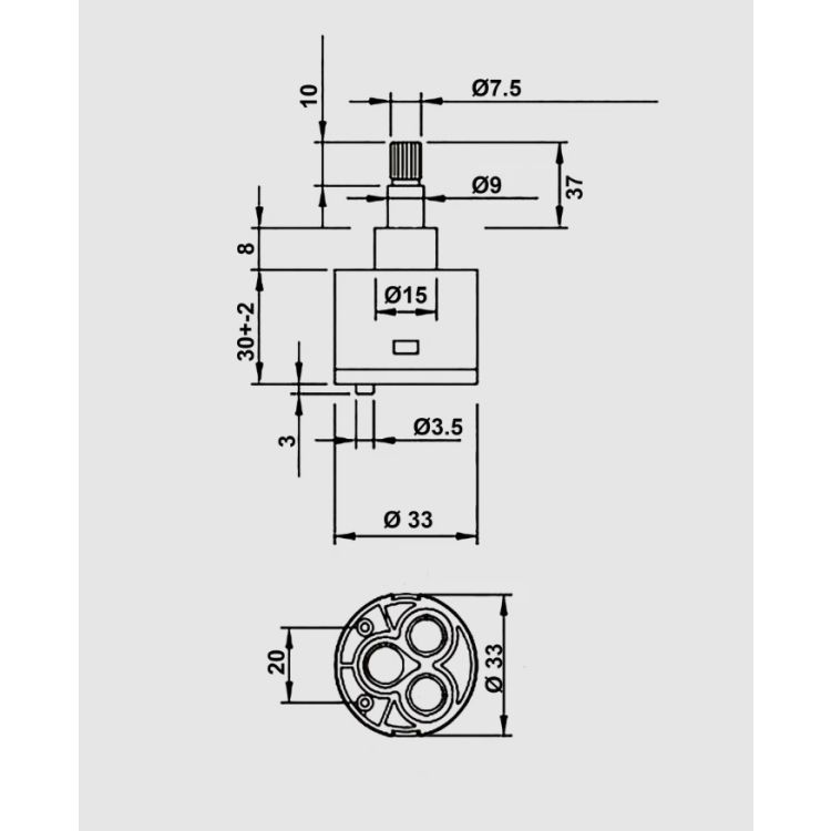 Картридж дивертор ( К-33/3/37 ) на 3 полож. (для душ каб та гідромас ван) - 2