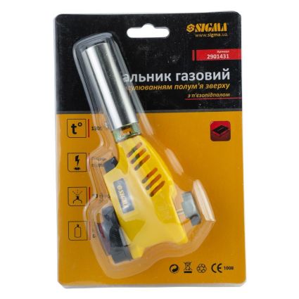 Пальник газовий з регулюванням полум'я зверху і п'єзопідпалом Ø20мм 153мм Sigma (2901431) - 5