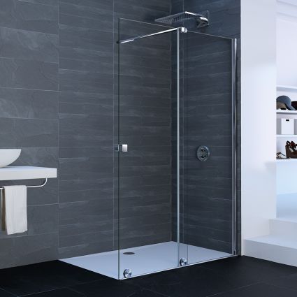 XTENSA PURE дверь односекционная раздвижная Walk-In 140х200см, креп-е справа (пр сер с ярк блеском, стекл прозр) - 1