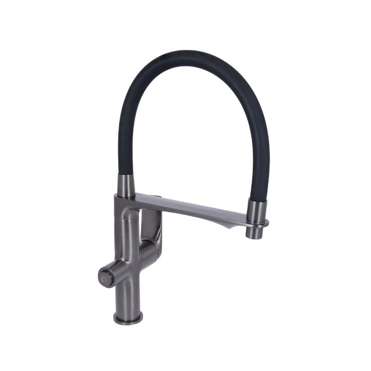 Змішувач д/кухонної мийки Vlasta QTVLA364GMB45649 Gun New з гнуч.вилив.з підключ.д/питної води Q-tap - 1