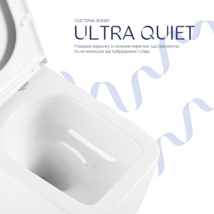 Комплект: Qtap Gemini Ultra Quiet унітаз підвісний QT2533076EUQW + Nest комплект інсталяції 4в1 (Клавіша квадратна Satin) QT0133M425 + QT0111M06029SAT - 5