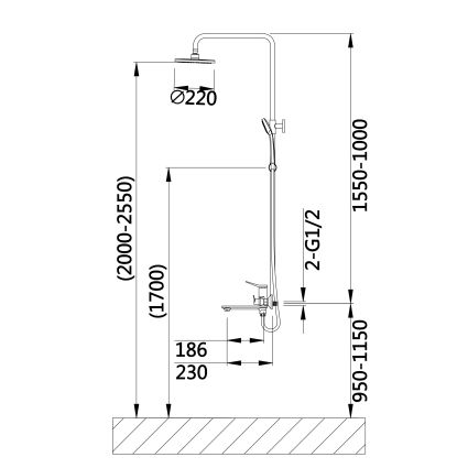 Душова система універсальна Qtap Presto на три споживача (з виливом) QTPRE111GRP45585 Graphite - 2