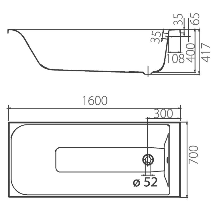 Ванна акриловая Colombo Фортуна 160х70 без ног SWP166000N - 2