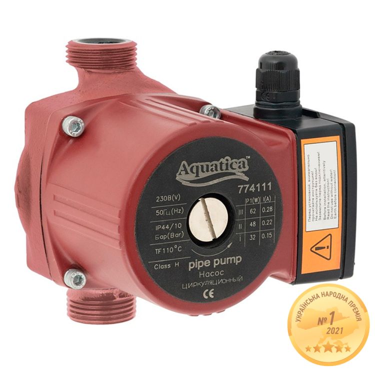 Насос циркуляційний Aquatica 774132 100Вт Hmax 6м Qmax 75л/хв Ø1½&amp;quot; 180мм + гайки Ø1&amp;quot; - 1