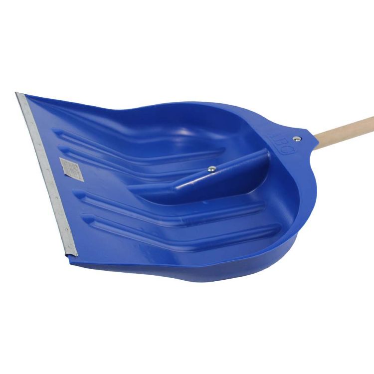 Лопата для снігу/зерна пластикова з оцинкованою планкою Strong 490×495мм з дерев'яним держаком (кольорова) GRAD (5046525) - 2