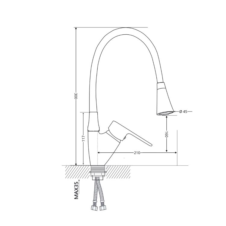 Смеситель для кухни Tani 008F3 с гибким изливом (k40) LDTAN008F3WCR37037 White / Chrome Lidz - 2