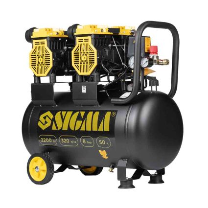 Компрессор четырехцилиндровый безмасляный 2.2кВт 308л/мин 8бар 50л Sigma (7042551) - 1